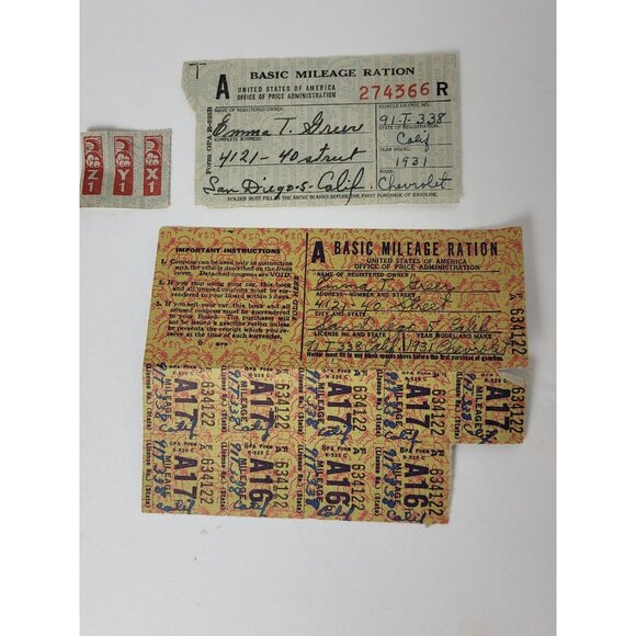 WWII Mileage Ration Coupons Wallet 1944 San Diego, CA Collectible Antique - Picture 6 of 9